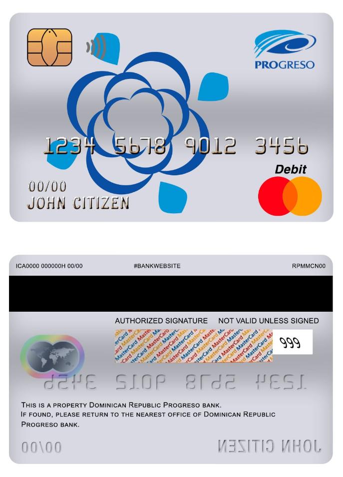 Dominican Republic Progreso bank master debit card
